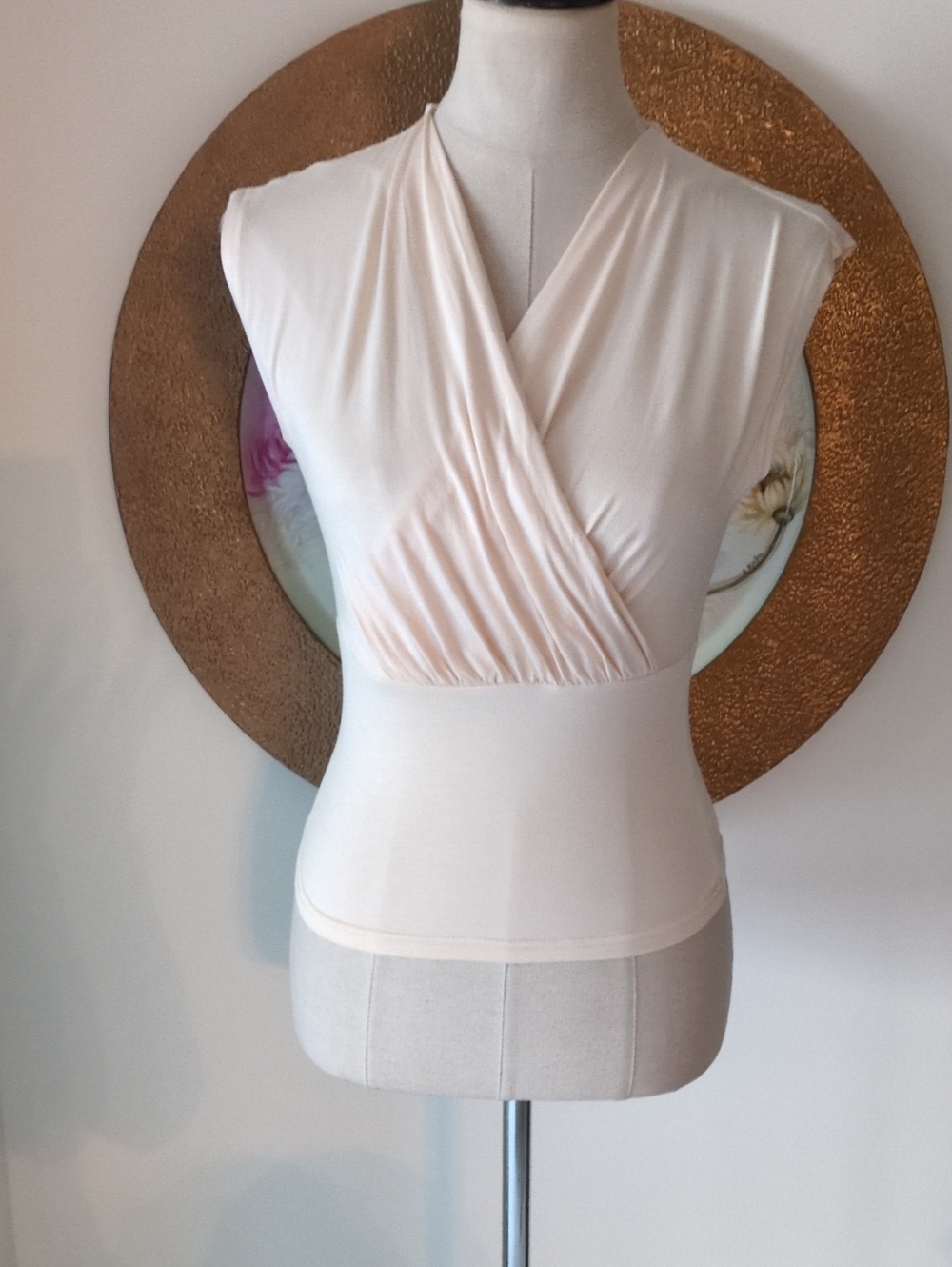 Cider Women's Cream Surplice Crossover Top